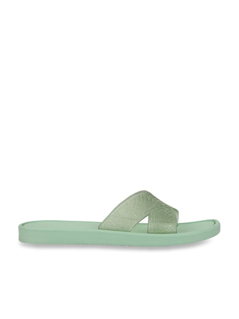 Carlton London Women's Tea Green Cross Strap Sandals