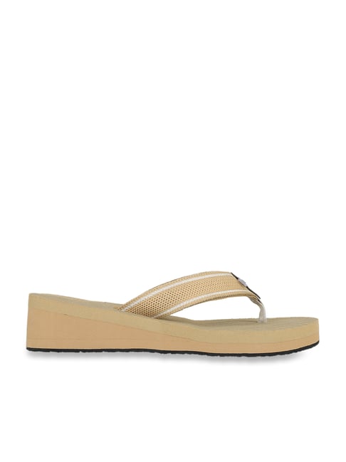 Carlton London Women's Beige Thong Wedges