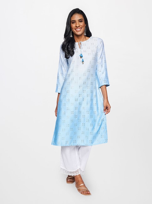 Global Desi Blue Embellished Kurta Price in India