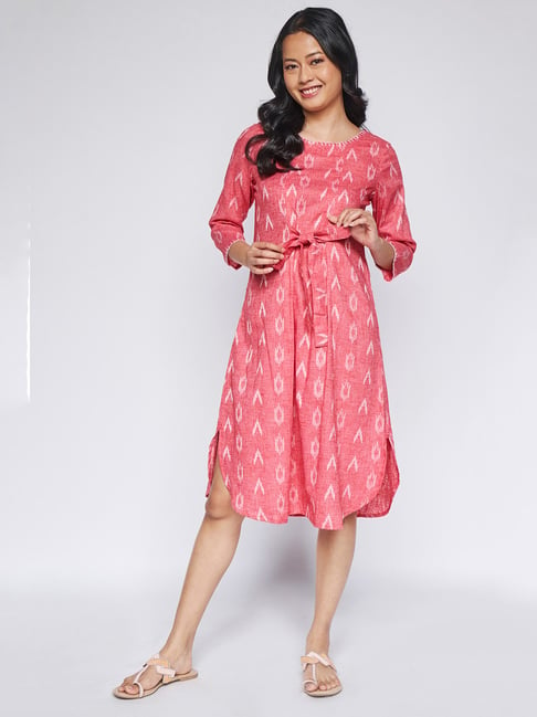 Global Desi Red & White Printed Dress Price in India