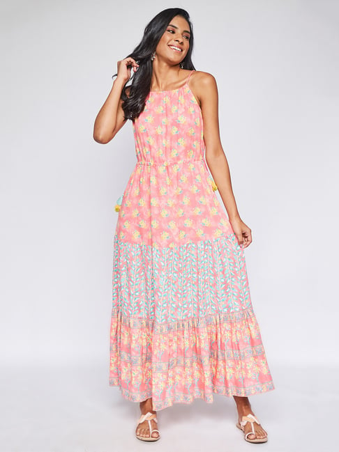 Global Desi Pink Floral Print Dress Price in India