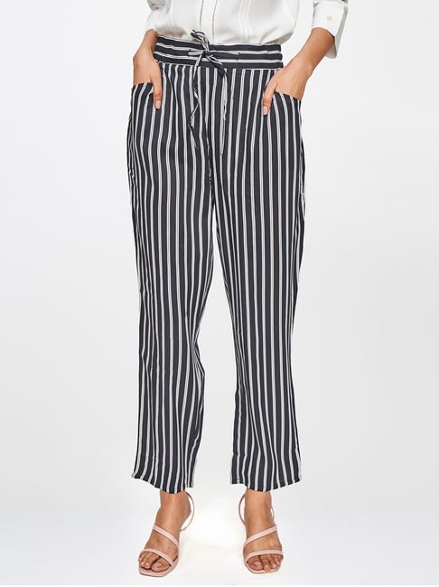 Buy Women Green Stripe Formal Regular Fit Trousers Online  634541  Van  Heusen