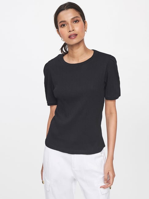 AND Black Cotton Top Price in India