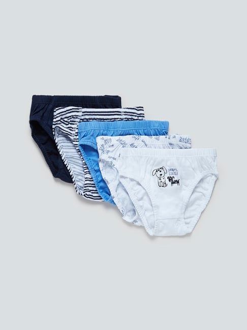 Buy HOP Kids by Westside White Printed Briefs Pack of Five for