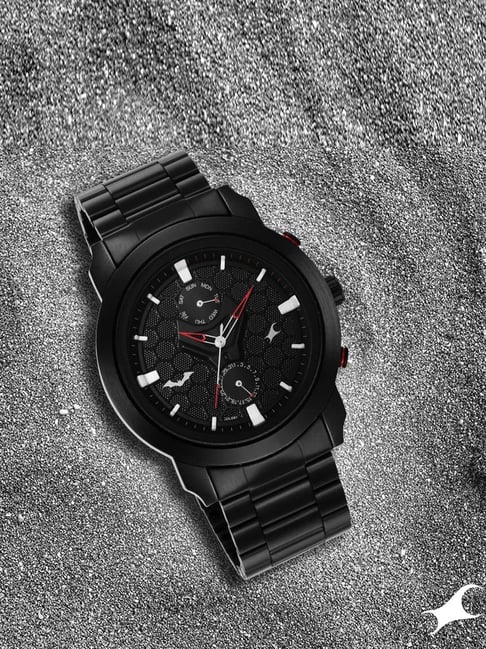 Fastrack black metal watches for online men