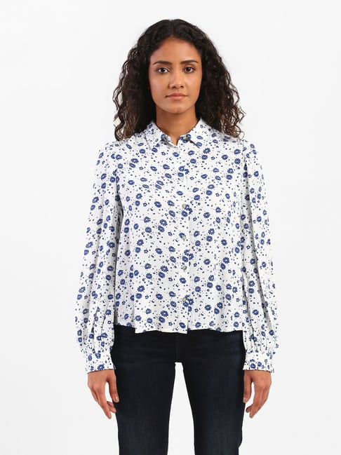 Levi's White & Blue Floral Print Shirt Price in India