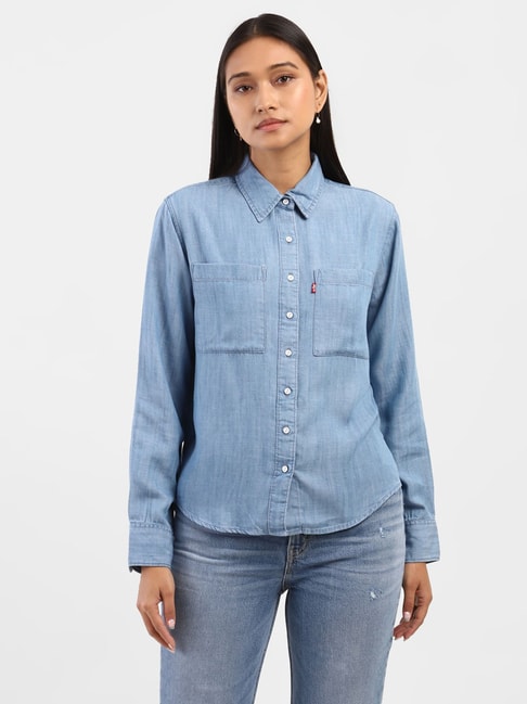 Levi's Light Blue Regular Fit Shirt Price in India, Full Specifications &  Offers 