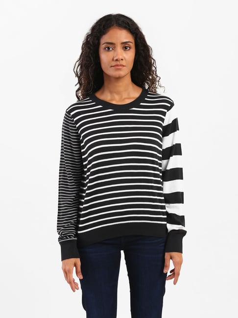 Buy Levi s Black White Striped T Shirt for Women Online Tata CLiQ