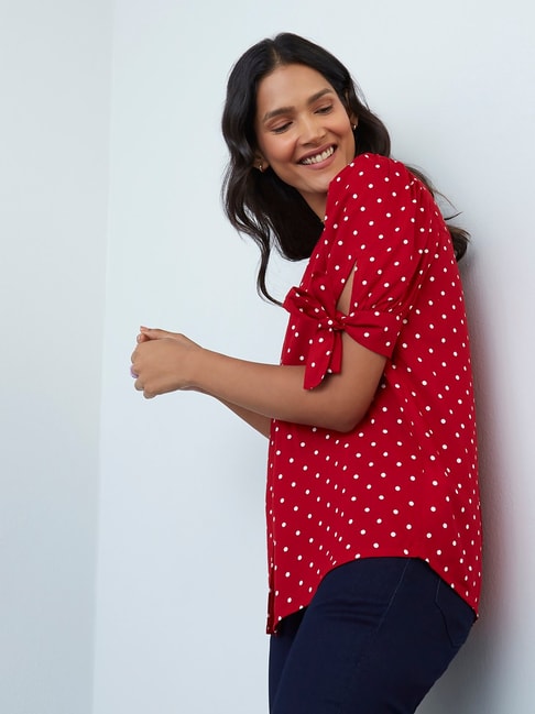 Buy LOV by Westside Red Polka-Dotted Irene Top Online at best price at ...