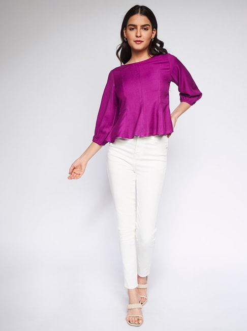 AND Purple Regular Fit Top Price in India