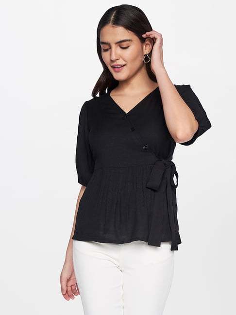 AND Black Regular Fit Top Price in India