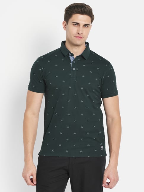 Buy Octave Dark Green Polo T-Shirt for Men's Online Tata CLiQ