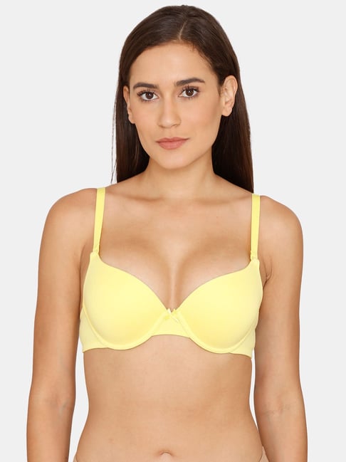 Rosaline by Zivame Yellow Under wired Padded Push Up Bra Price in India