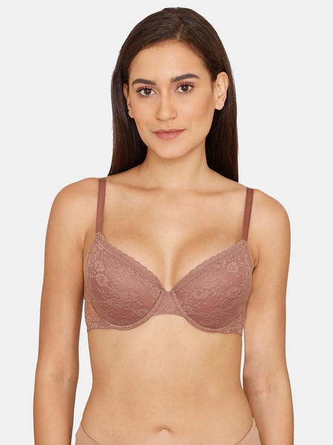 Rosaline by Zivame Brown Under wired Padded T Shirt Bra Price in India