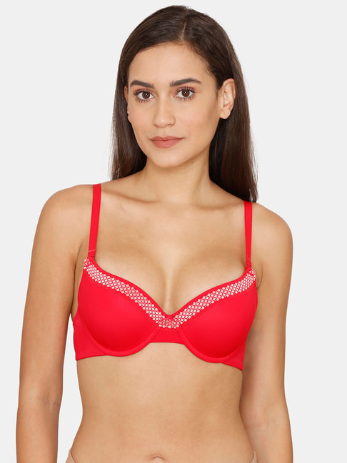 Buy Zivame Red Under wired Padded Push Up Bra for Women Online