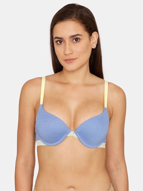 Zivame Blue Under wired Padded Push Up Bra Price in India