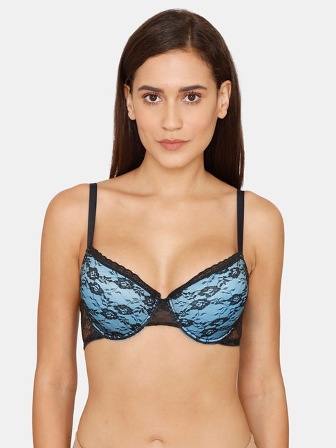 Buy Rosaline by Zivame Anthracite & Blue Under wired Padded T
