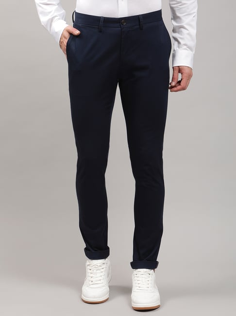 Ben Sherman Navy Skinny Fit Flat Front Trousers