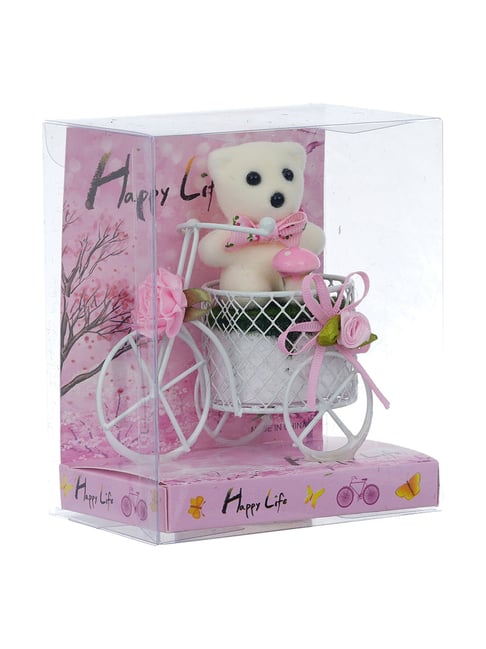 Buy eCraftIndia Plastic Cycle with Teddy Bear and Rose Petals Gift