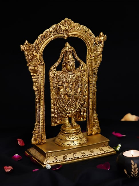 eCraftIndia Gold Brass Decorative Lord Balaji Handcrafted Statue-picture-22