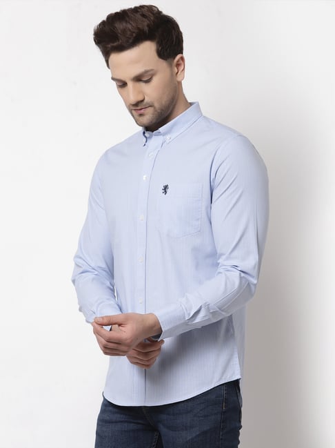 Red Tape Light Blue Regular Fit Striped Cotton ShirtRed TapeClothingTATA CLIQ