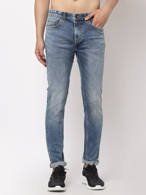 Red Tape Mid Blue Skinny Fit Heavily Washed Jeans