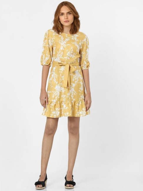 Vero Moda Yellow Floral Print Dress Price in India