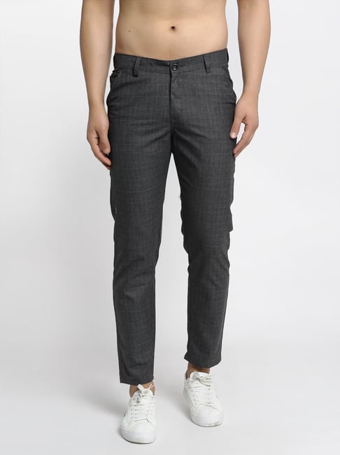 Buy now Wrogn Mens charcoal slim fit midrise trousers WROGN by Virat  Kohli WOTR4003S