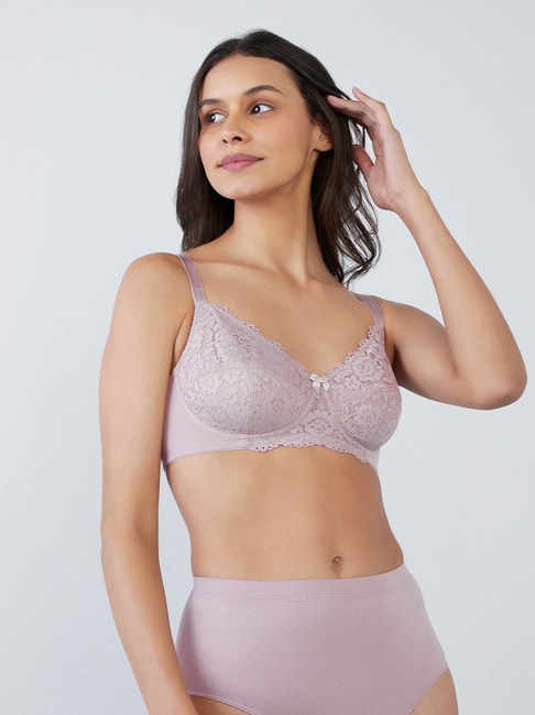 Buy Wunderlove by Westside Light Taupe Lace Non-Padded Bra Online