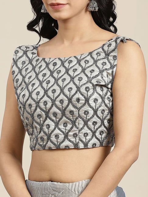 Buy Saree Mall Grey Plain Saree With Unstitched Blouse for Women Online @  Tata CLiQ