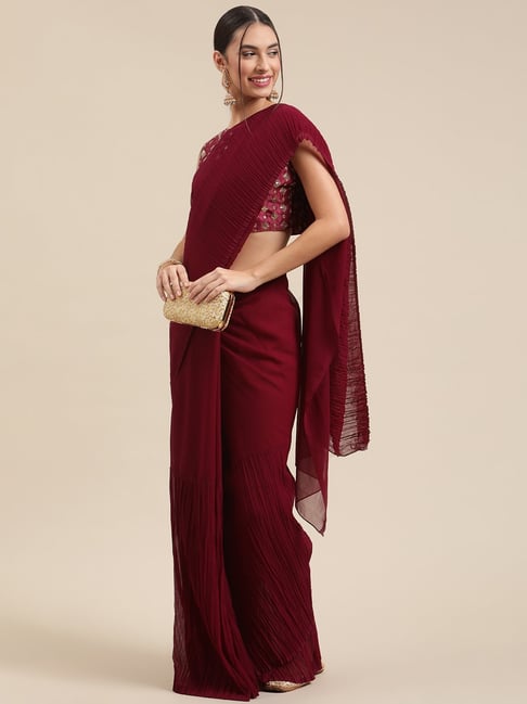 Buy Maroon Satin Sarees Online for Women in USA