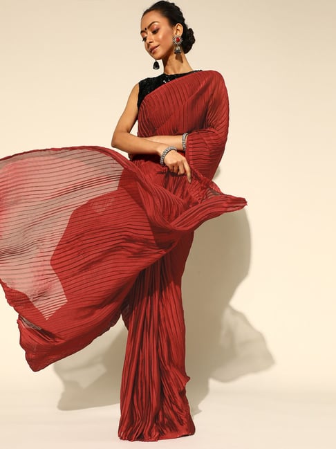 Plain Sarees in Simple, Shimmerring, Netted & 10+ Designs