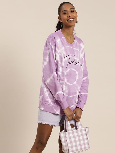 Buy Dillinger Purple u0026 White Tie - Dye Sweatshirt for Women Online @ Tata  CLiQ