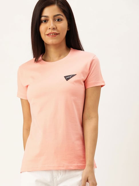 Buy Dillinger Light Pink Cotton T-Shirt for Women Online @ Tata CLiQ