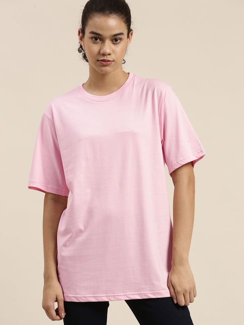 Buy Dillinger Light Pink Cotton T-Shirt for Women Online @ Tata CLiQ
