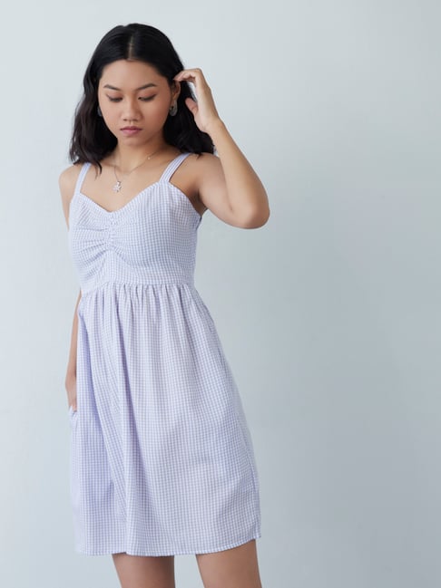 Nuon by Westside Lilac Checkered Dress Price in India