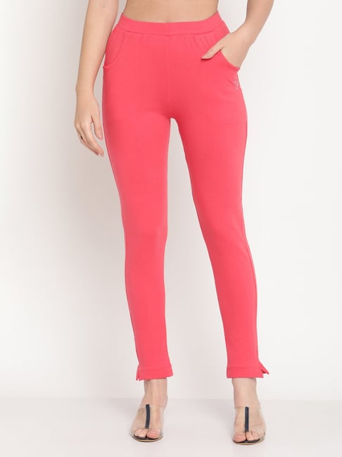 Buy online Pink Cotton Leggings from Capris & Leggings for Women