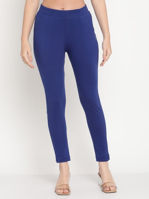 Buy TAG 7 Blue Cotton Pants for Women Online @ Tata CLiQ
