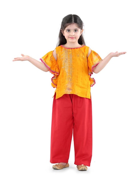 BownBee Kids Yellow & Red Printed Top & Pant