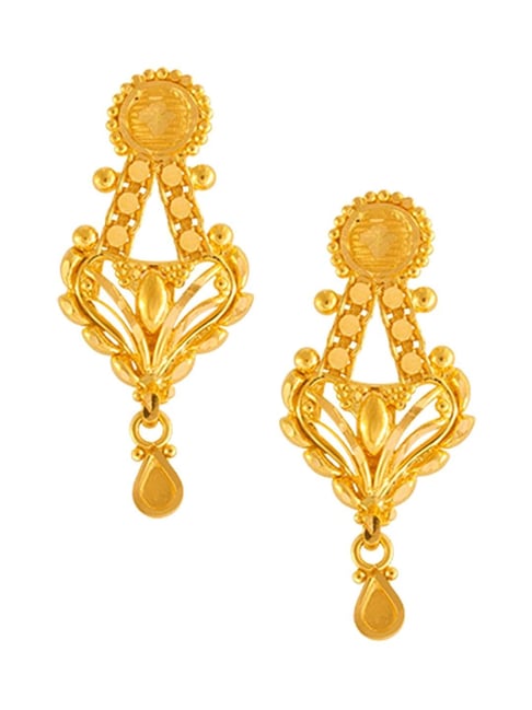 P.C Chandra Jewellers 14KT (585) BIS Hallmark Yellow Gold Traditional Hand  Fan Style Drop Earrings For Women - 1.25 Grams : Amazon.in: Fashion