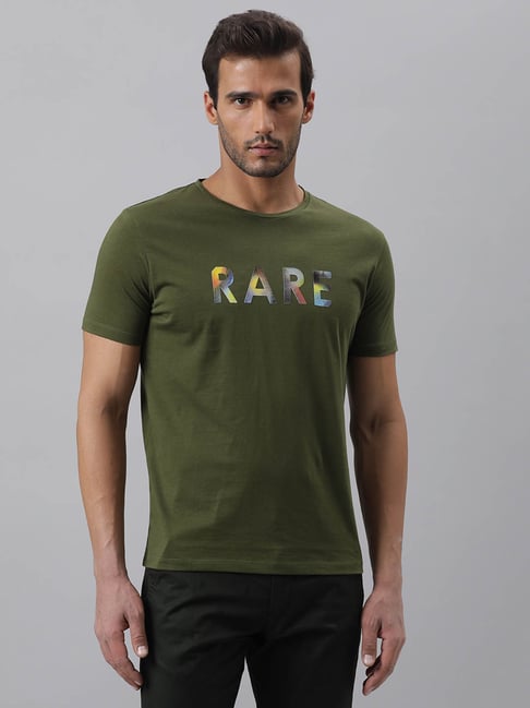 Buy Rare Rabbit Olive Printed T-Shirt 