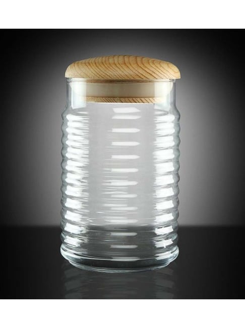Pasabahce 'Babylon Transparent & Brown Glass Jar With Lid (1.12 L) - Set of 2-picture-16