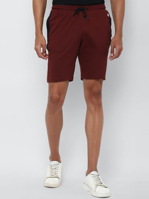 Allen Solly Maroon Slim Fit Self Pattern Shorts-picture-48