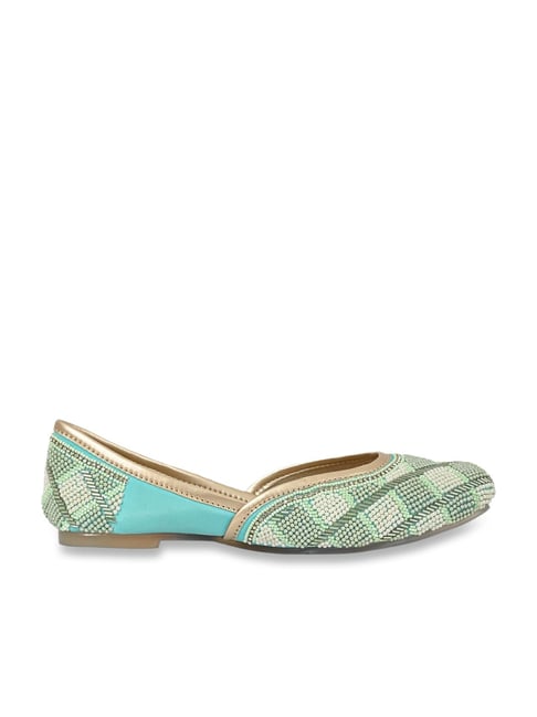 Jove Women's Pista Green Ethnic Juttis Price in India