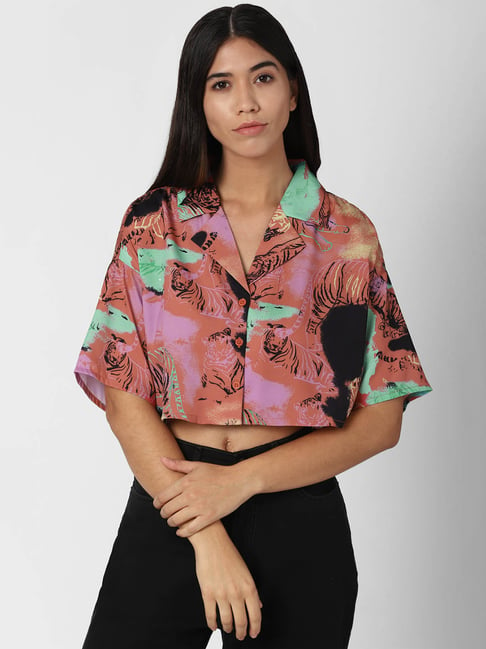 Forever 21 Multicolor Printed Crop Top Price in India