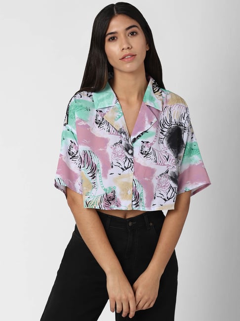 Forever 21 Multicolor Printed Crop Top Price in India