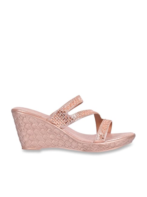 Jove Women's Rose Gold Casual Wedges