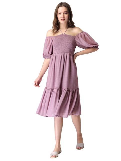 FabAlley Purple Polka Dot Dress Price in India
