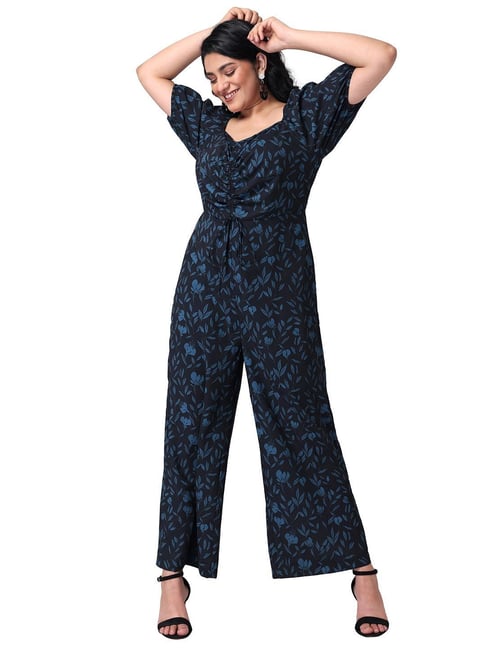 FabAlley Navy Floral Print Jumpsuit