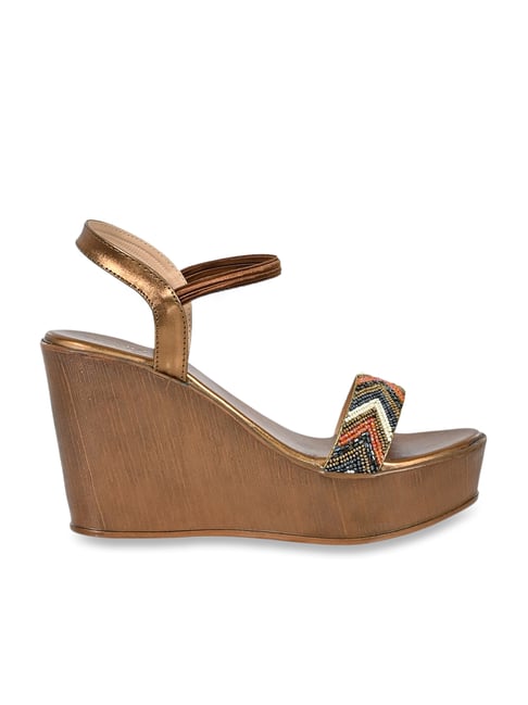 Jove Women's Multicoloured Ankle Strap Wedges